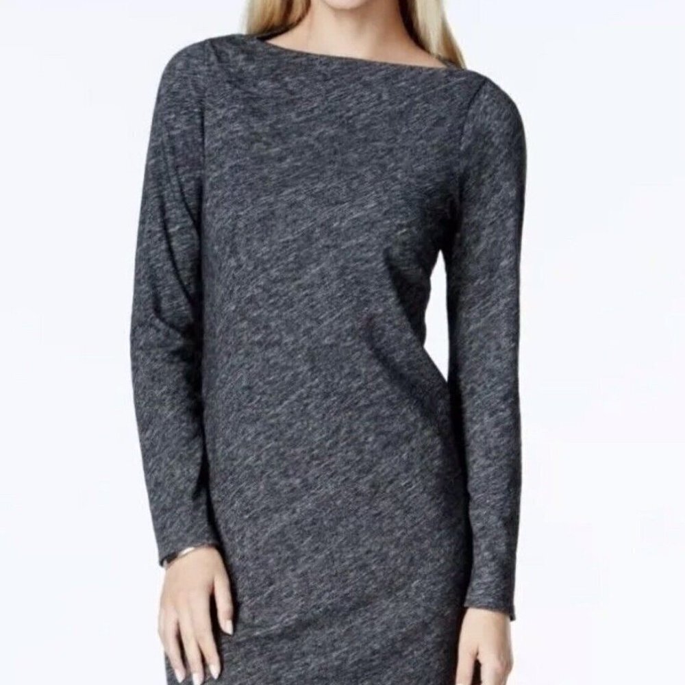 ✅ Eileen Fisher Wool Blend Boat Neck‎ Shift Dress in Gray Melange SIZE LARGE